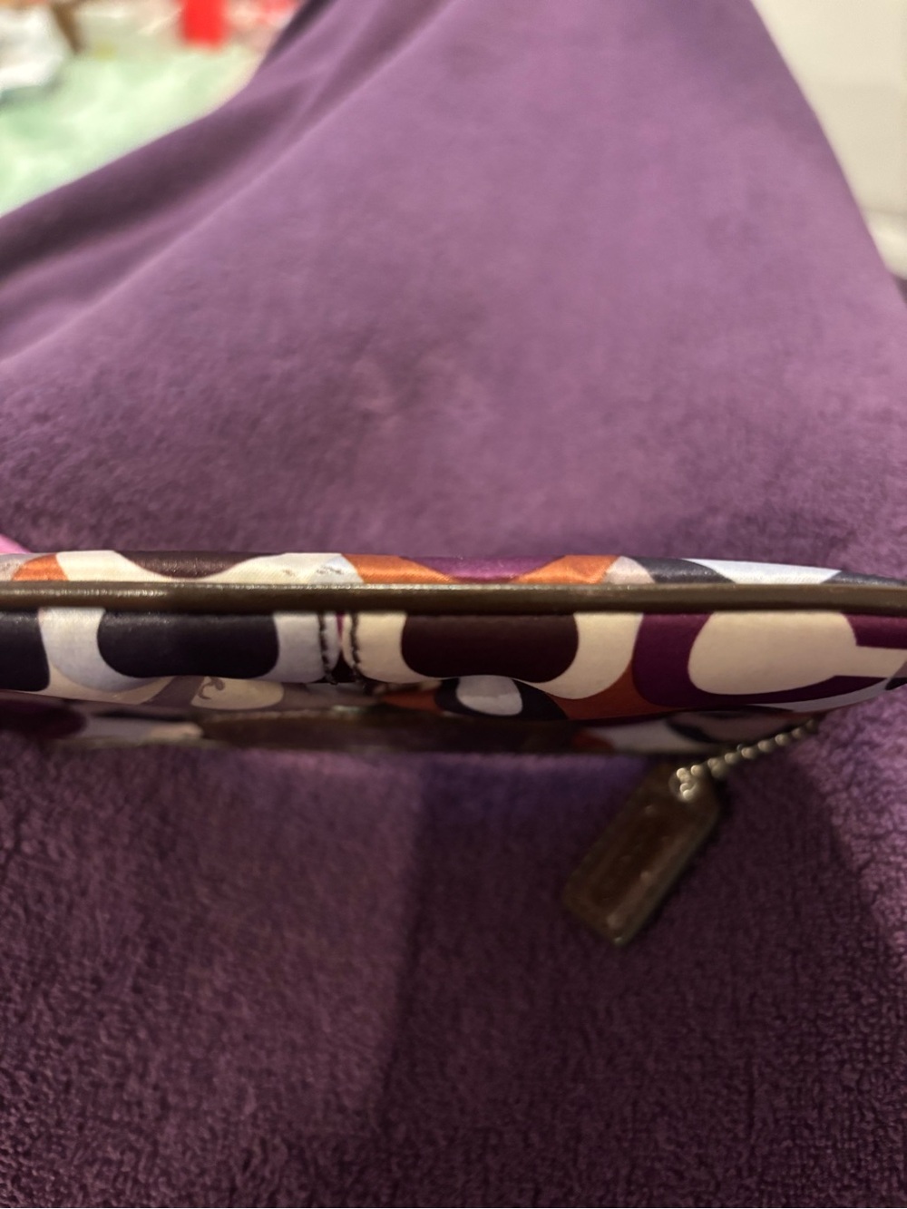 Coach Multicolor Circle-Print Wristlet in Purple, Orange and Brown - Picture 4 of 11